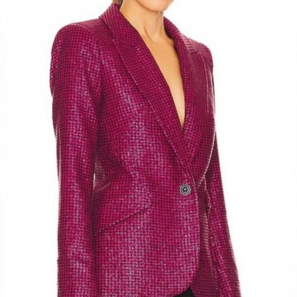 L’Agence Pink and Black Houndstooth Chamberlain Blazer - Picture 2 of 9
